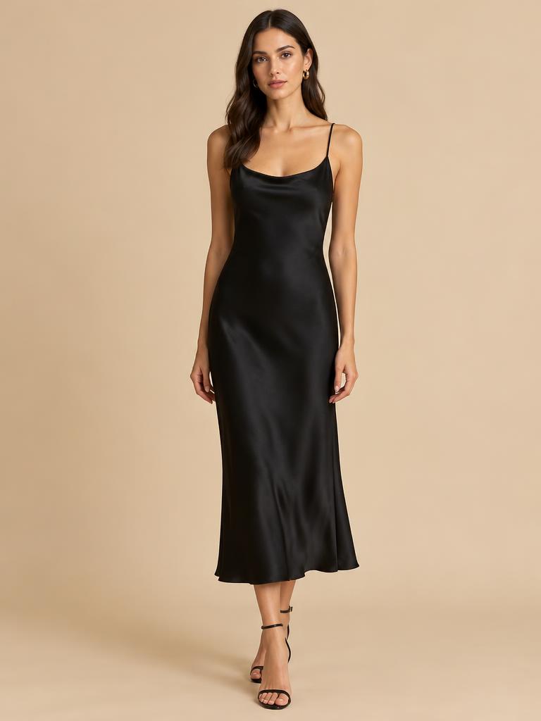 Seidenkleid mit Spaghettiträgern